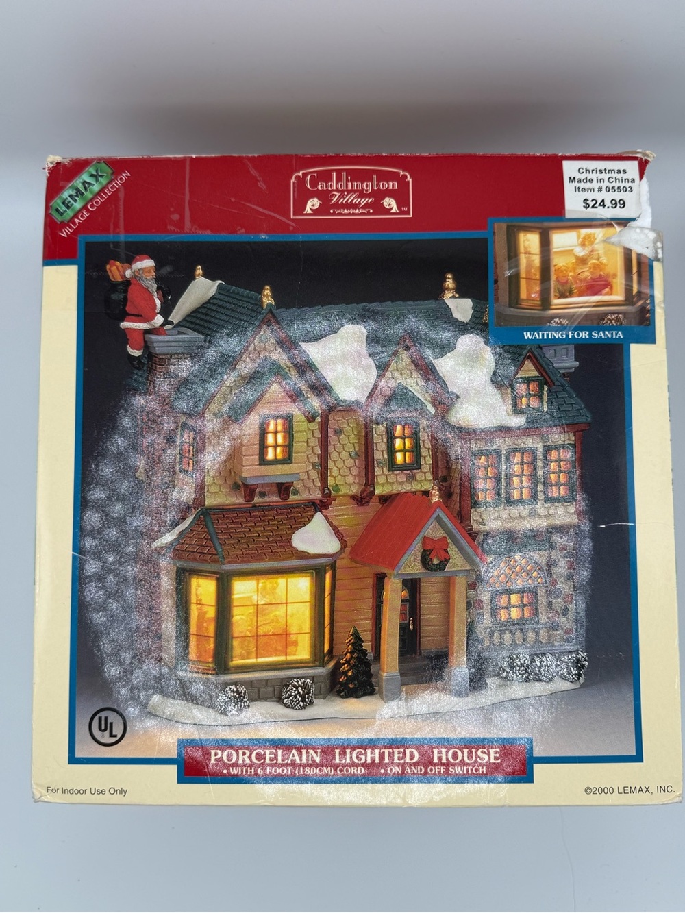 Lemax Vintage Waiting on Santa Vintage Porcelain Lighted House – Red Roof